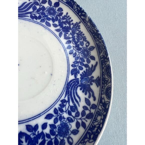 VTG Blue & White Porcelain Transferware Saucer 5.5" Japanese Chinoiserie Coastal - Picture 5 of 7